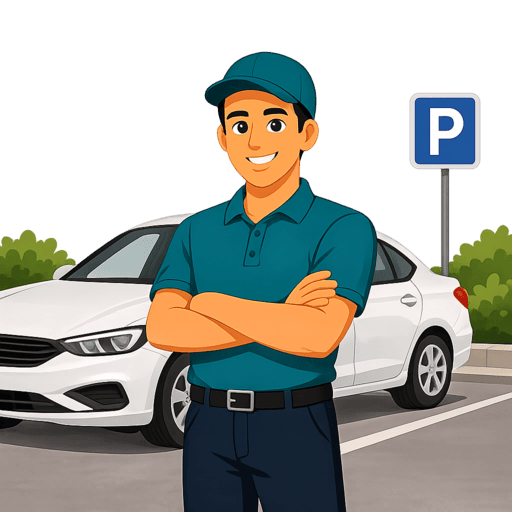 Illustration of a Lien Rides driver standing by a car