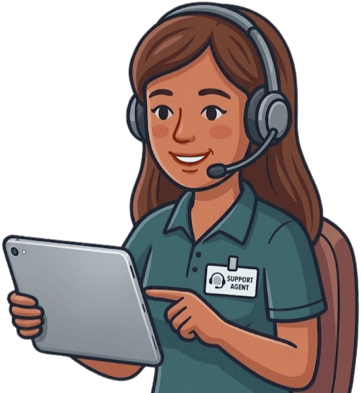 Illustration of a support agent tracking a ride on a tablet
